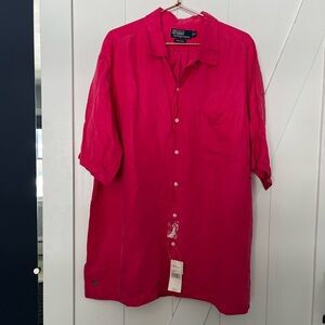 Vintage Polo by Ralph Lauren Caldwell Bright Pink Casual Button Down Shirt-NWT